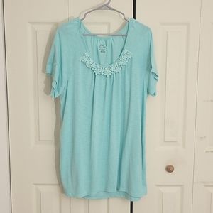 JMS Just My Size 3X mint/pastel turquoise flowy tunic